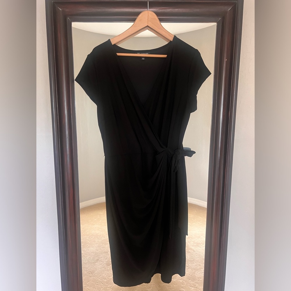 INC International Concepts Black Faux Wrap Dress